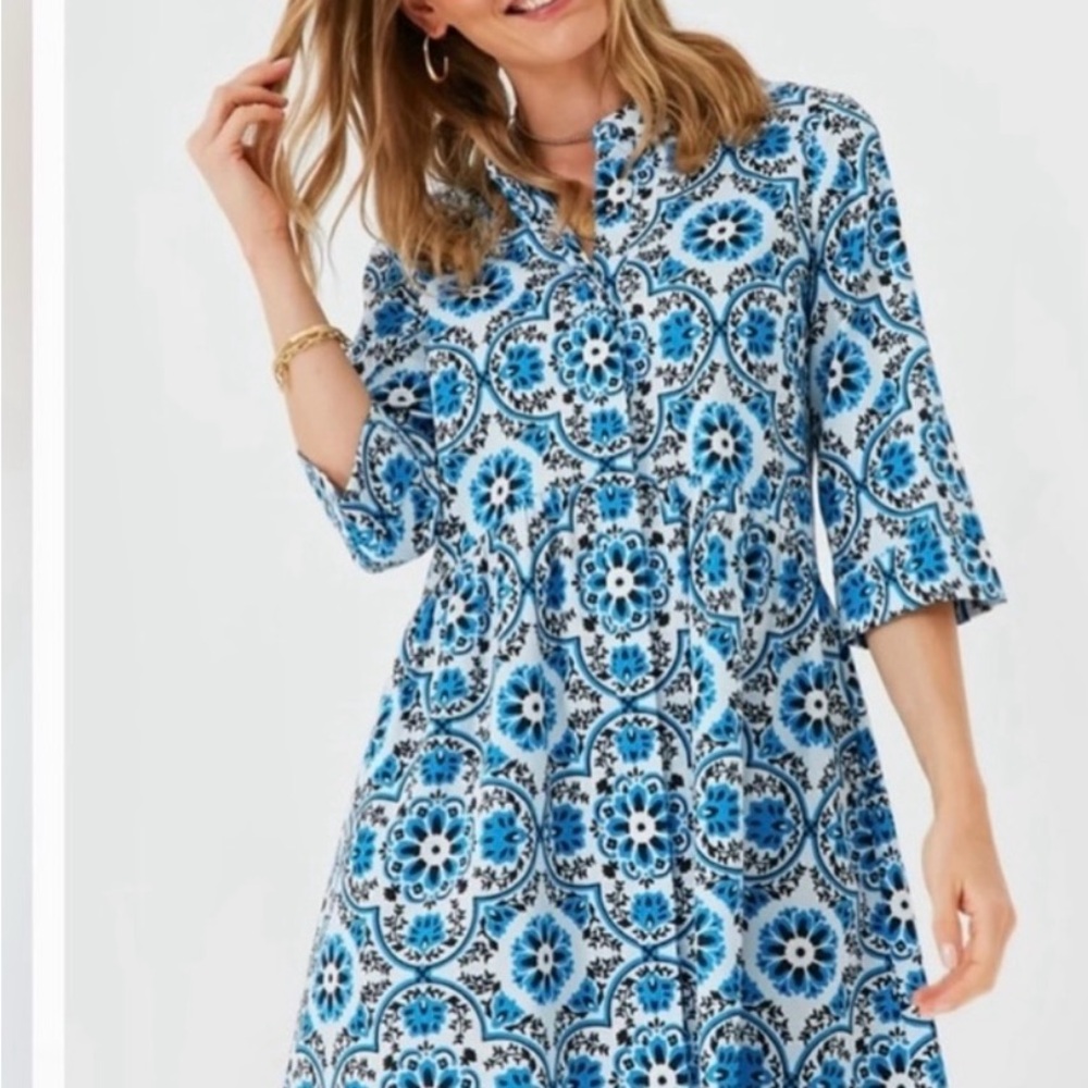Tuckernuck Royal shirt dress size XS pockets blue white print worn once